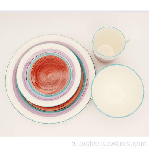 обеденный сервиз керамическая посуда расписанный вручную семейный набор посуды